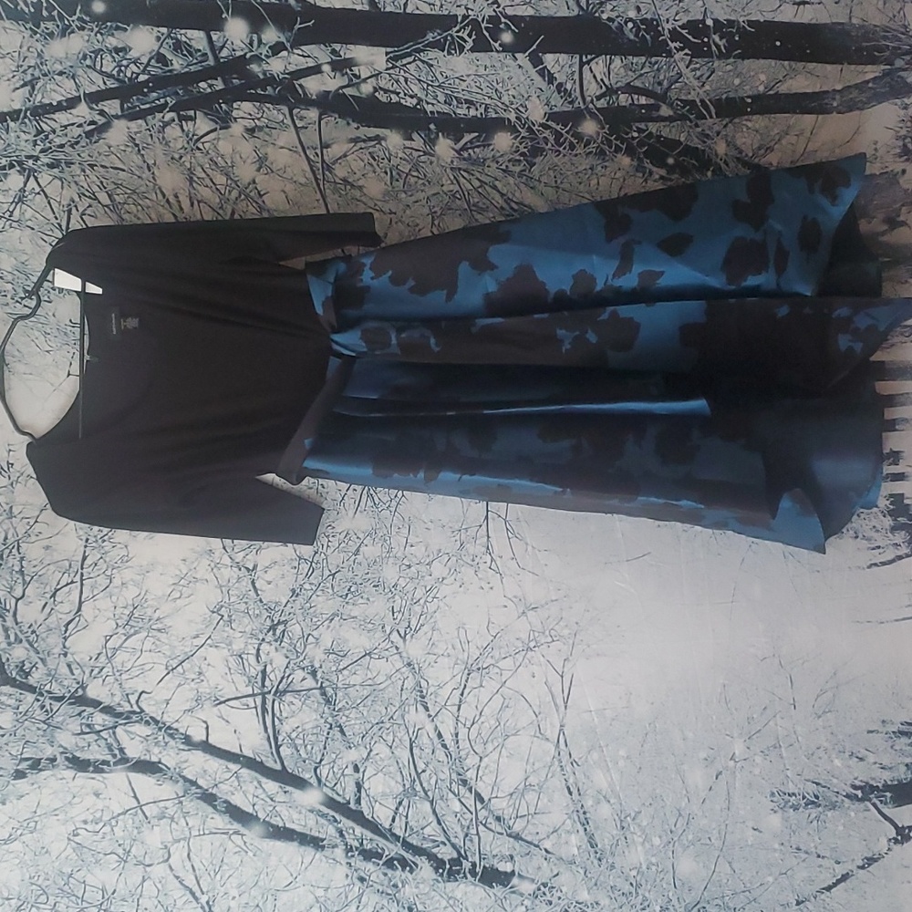 R&M Richards evening dress size 8 Black and teal blue